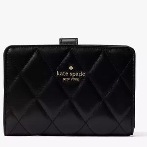 Kate Spade Quilted Black Wallet with Gold Accent